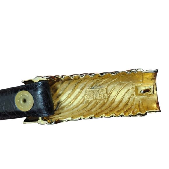 Vintage 80s Vicenza Woman’s Belt 46 Black Italian Genuine Calfskin Buckle Skinny main image 5